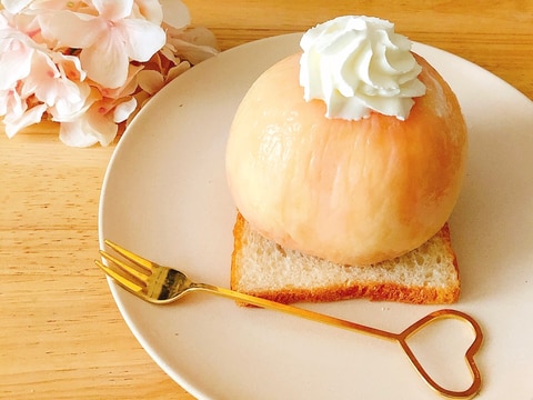 おうちにある材料で簡単ꕤ桃の丸ごとケーキ風✧˖°